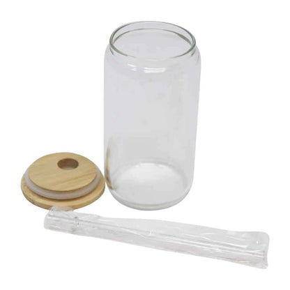 16oz CLEAR Glass Sublimation Jar w/Bamboo Lid